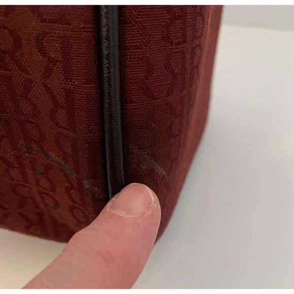 Pedro Rogado Satchel Burgundy Logo Print with Brown Leather Trim Made in Spain - Picture 7 of 10